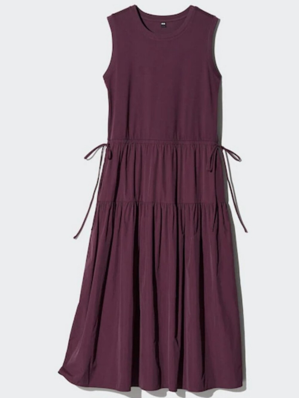 Uniqlo Sleeveless Tiered Maxi Dress in Deep Plum
